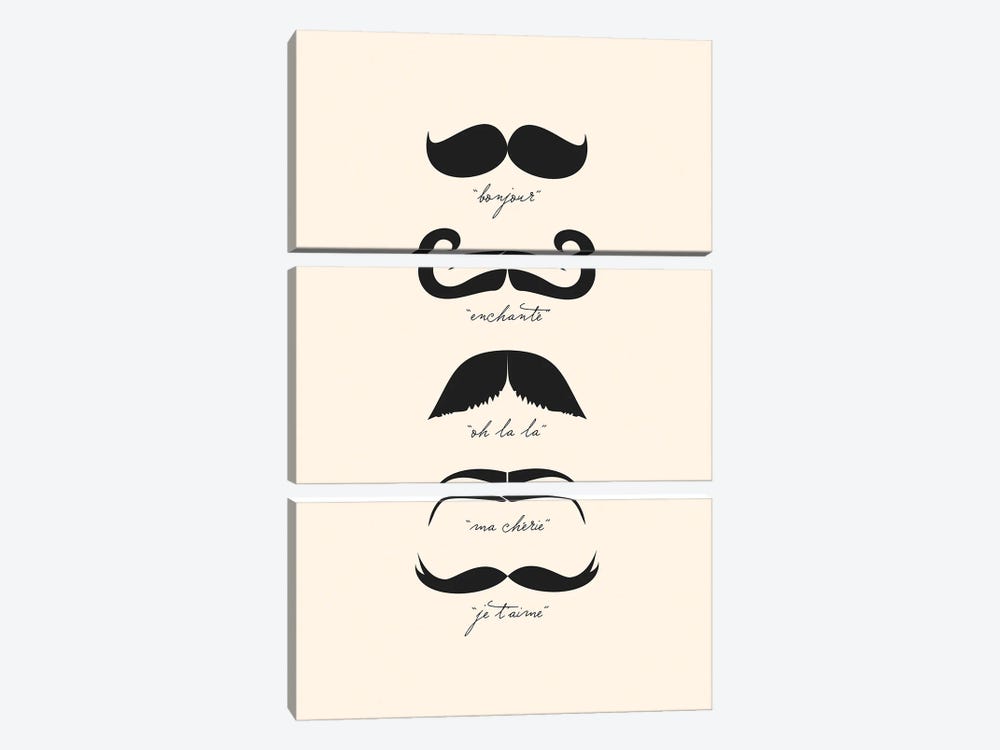 Monsieur Moustache by The Love Shop 3-piece Canvas Wall Art