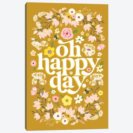 Oh Happy Day Mustard Canvas Print #TLS114} by The Love Shop Canvas Print