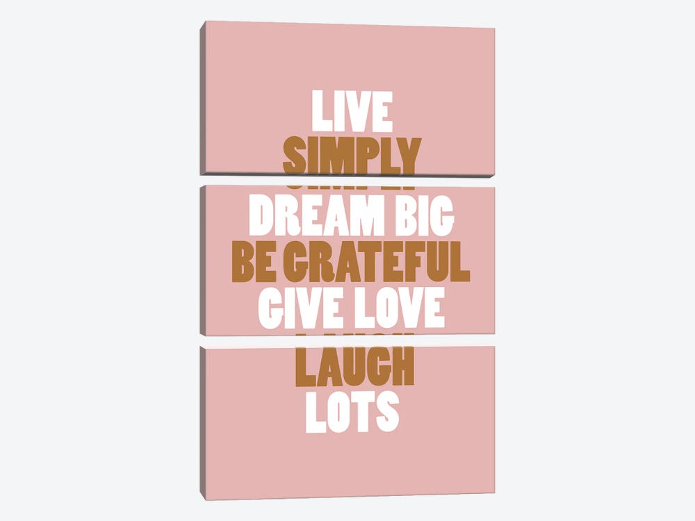 Live Simply Vintage Pink by The Love Shop 3-piece Canvas Artwork