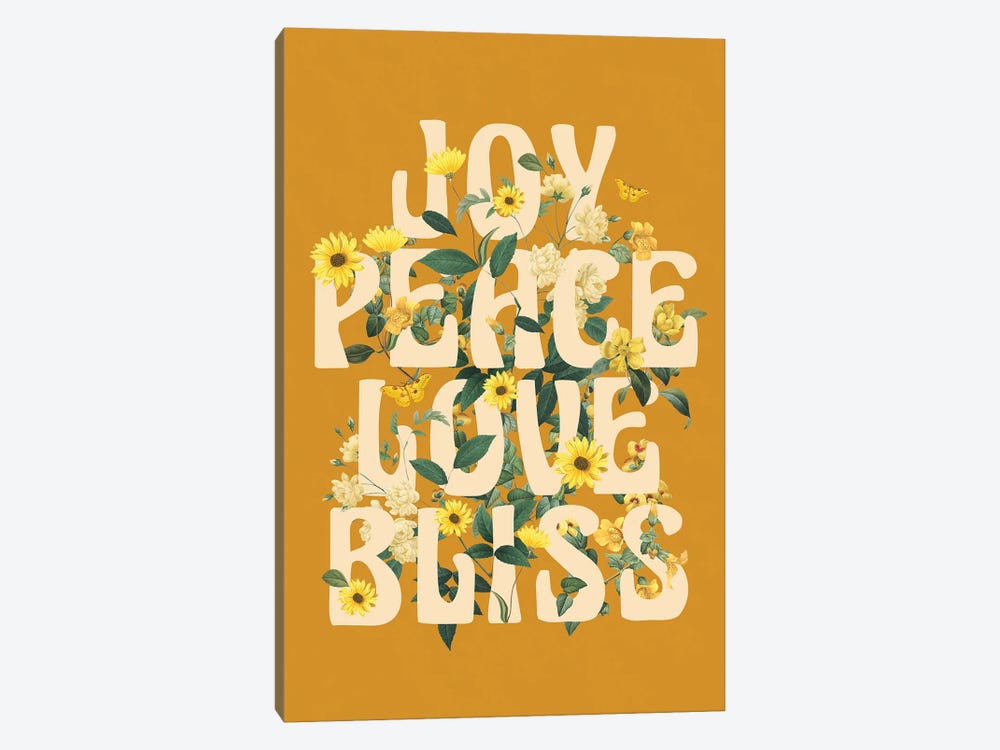 Joy Peace Love Bliss by The Love Shop 1-piece Canvas Artwork