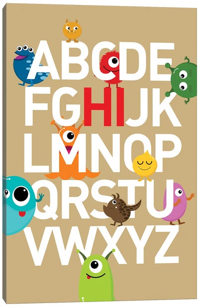 Hi Little Monsters Canvas Art Print - Full Alphabet Art