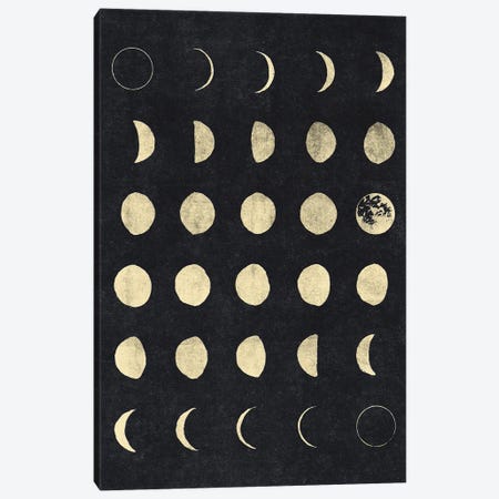 Moon Phases Distressed Canvas Print #TLS124} by The Love Shop Canvas Wall Art