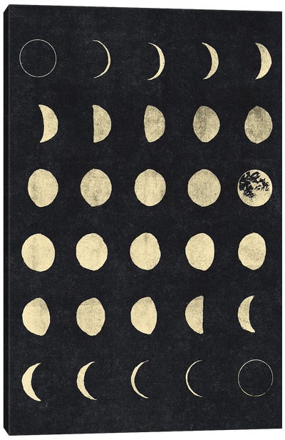 Moon Phases Distressed Canvas Art Print - The Love Shop