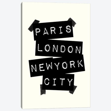Paris London New York City Canvas Print #TLS139} by The Love Shop Canvas Art