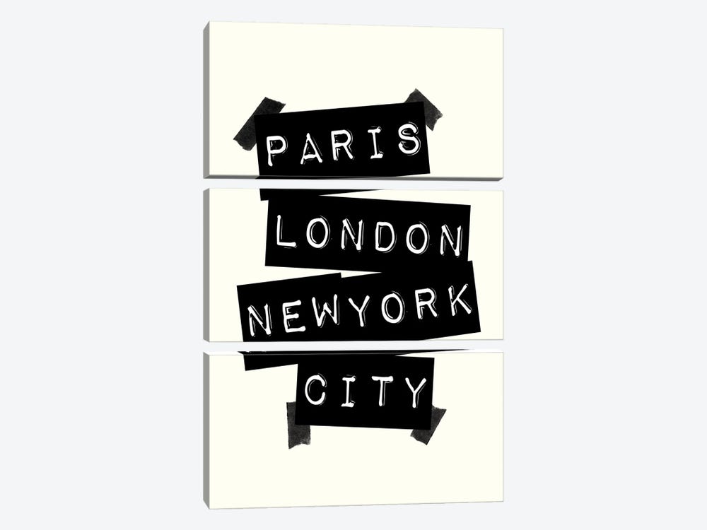Paris London New York City by The Love Shop 3-piece Canvas Art