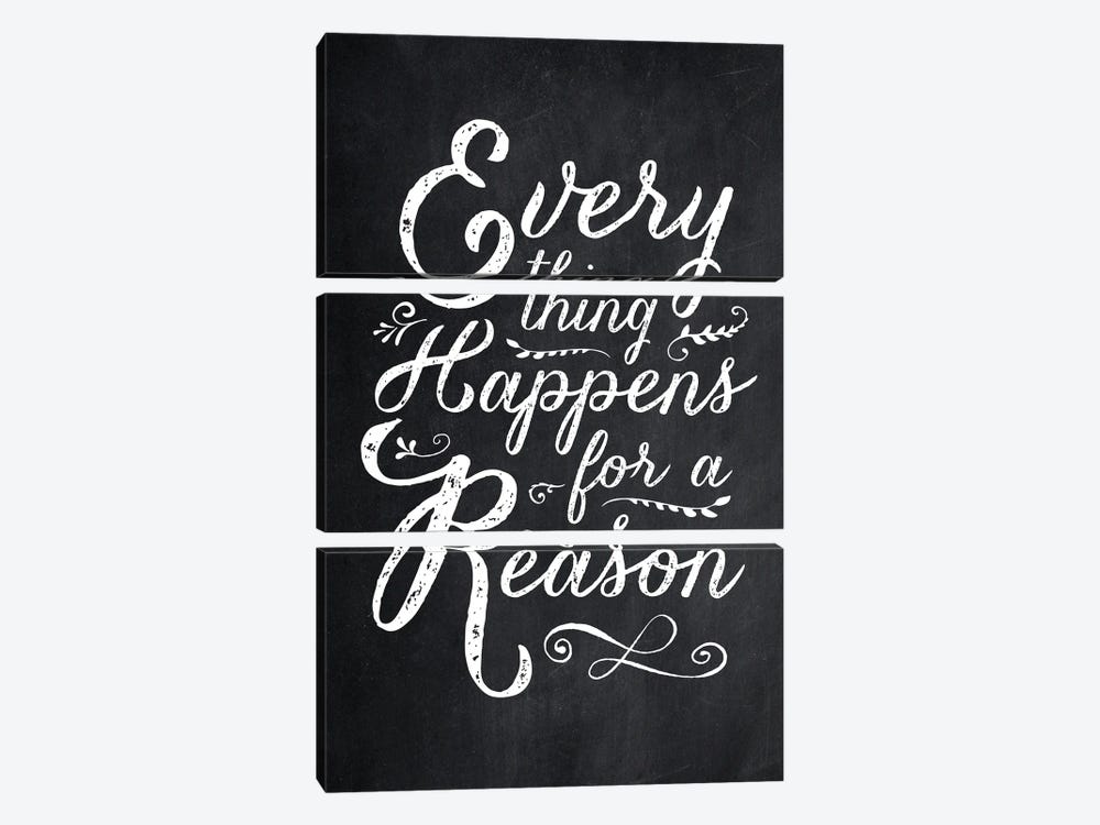 Everything Happens For A Reason Black by The Love Shop 3-piece Canvas Wall Art