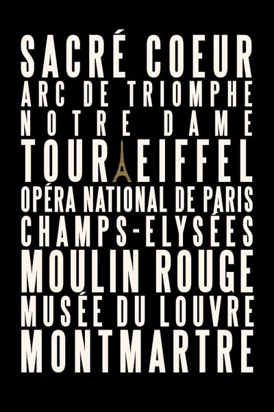 Paris Black by The Love Shop framed canvas print