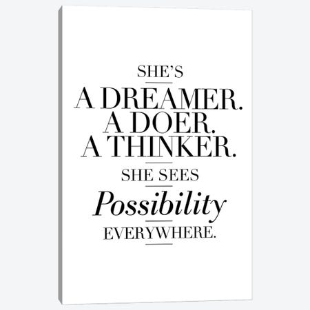 She's A Dreamer A Doer A Thinker Canvas Print #TLS148} by The Love Shop Art Print