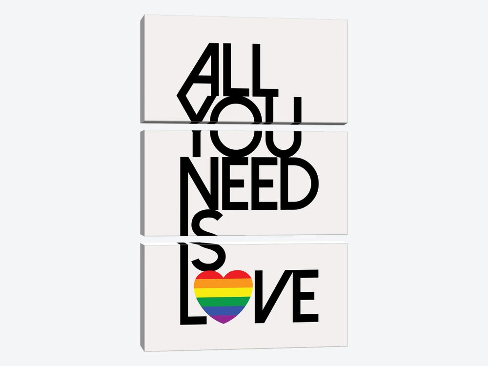 All You Need Is Love Rainbow by The Love Shop 3-piece Canvas Print