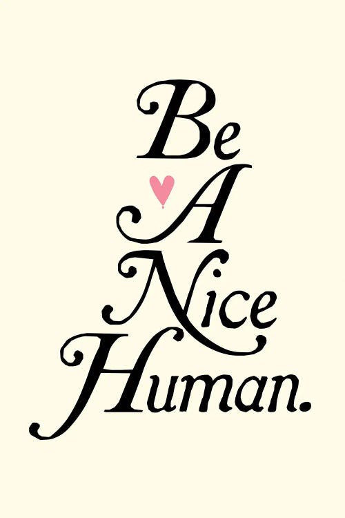 Be A Nice Human by The Love Shop wall art