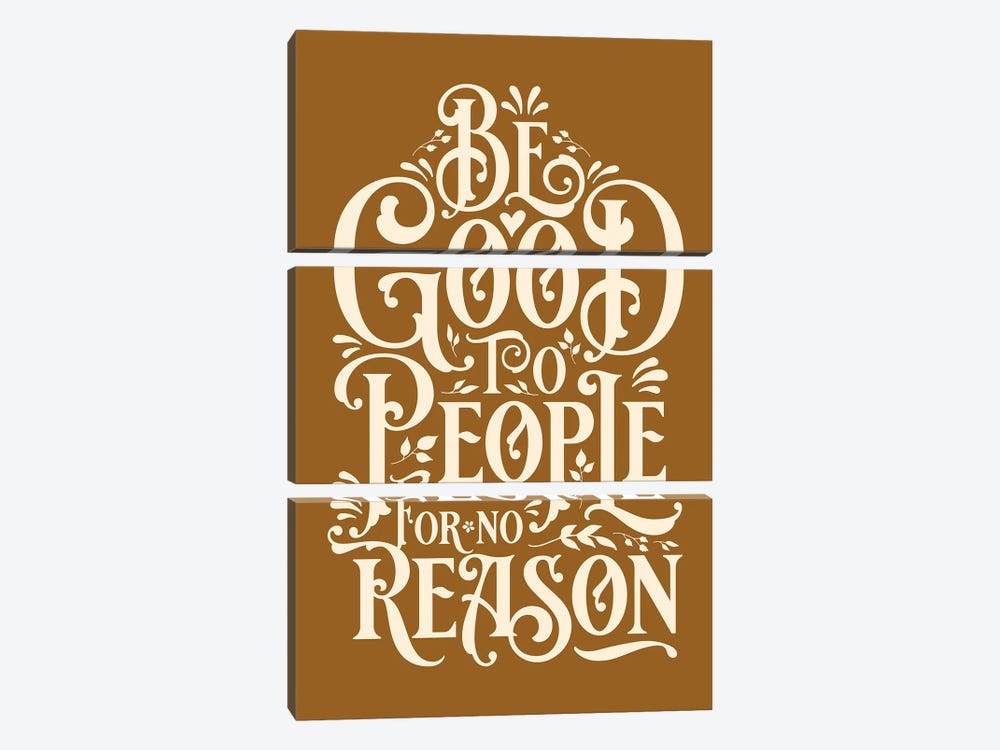 Be Good To People Mustard Brown by The Love Shop 3-piece Canvas Art
