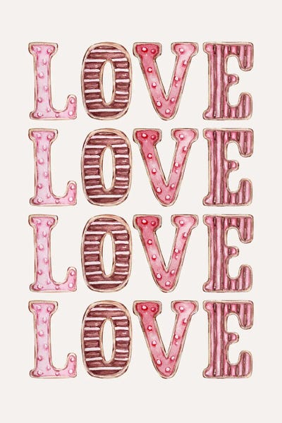 Sweet Love Love Love In Cookie Icing Pink