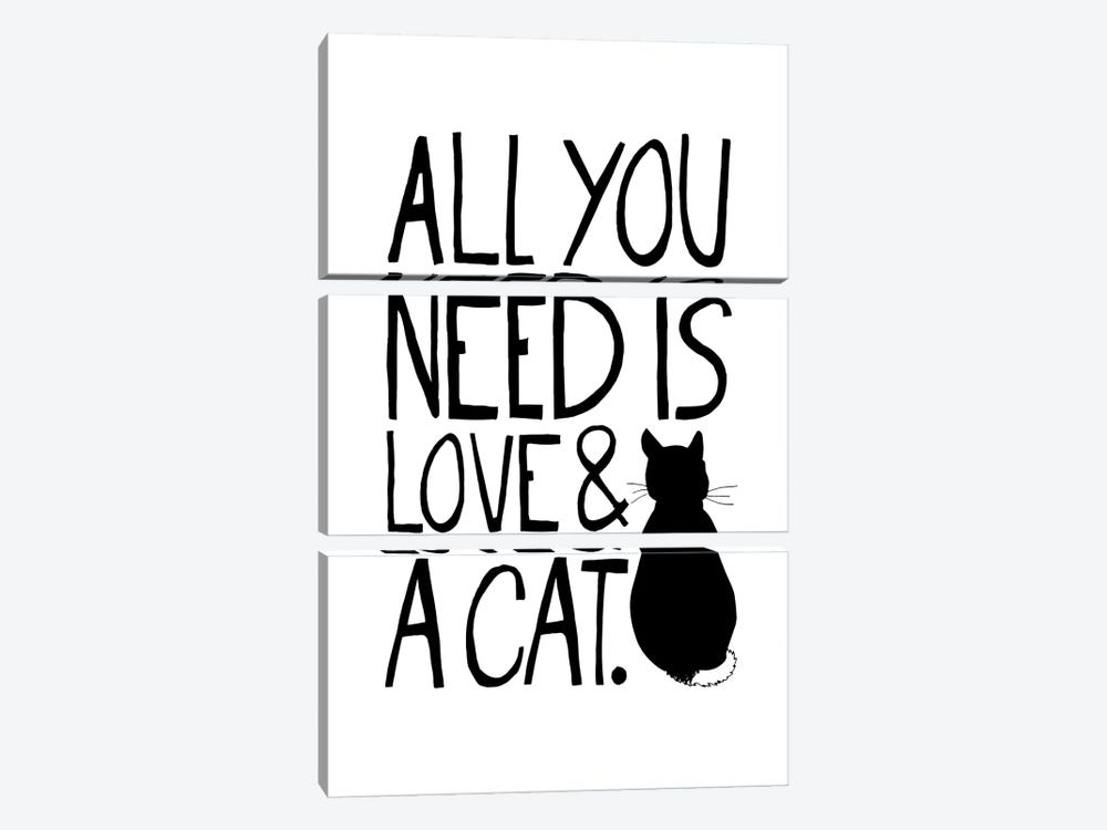 All You Need Is Love & A Cat by The Love Shop 3-piece Canvas Print