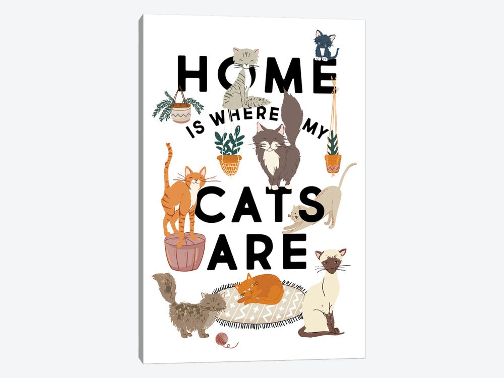 Home Is Where My Cats Are by The Love Shop 1-piece Canvas Wall Art