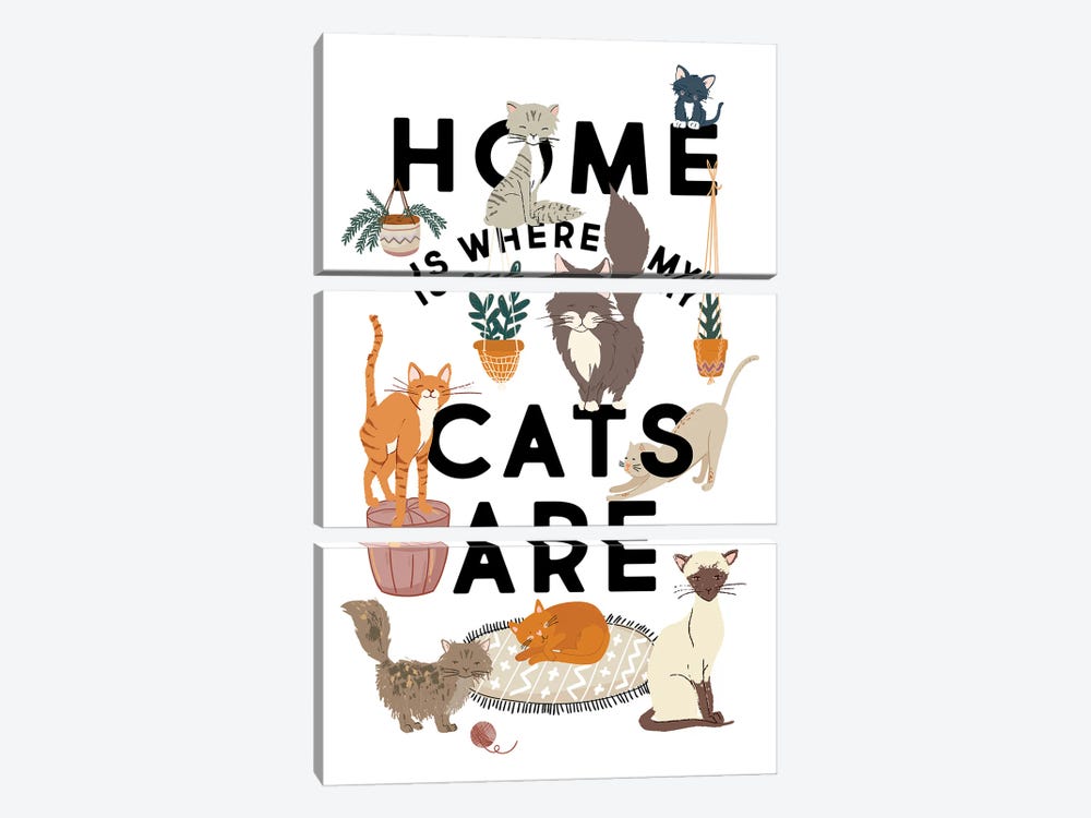 Home Is Where My Cats Are by The Love Shop 3-piece Canvas Art