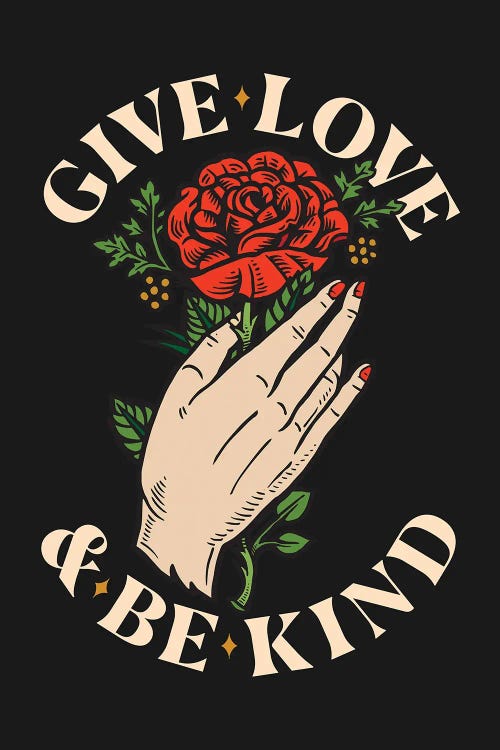 Give Love And Be Kind Black by The Love Shop wall art
