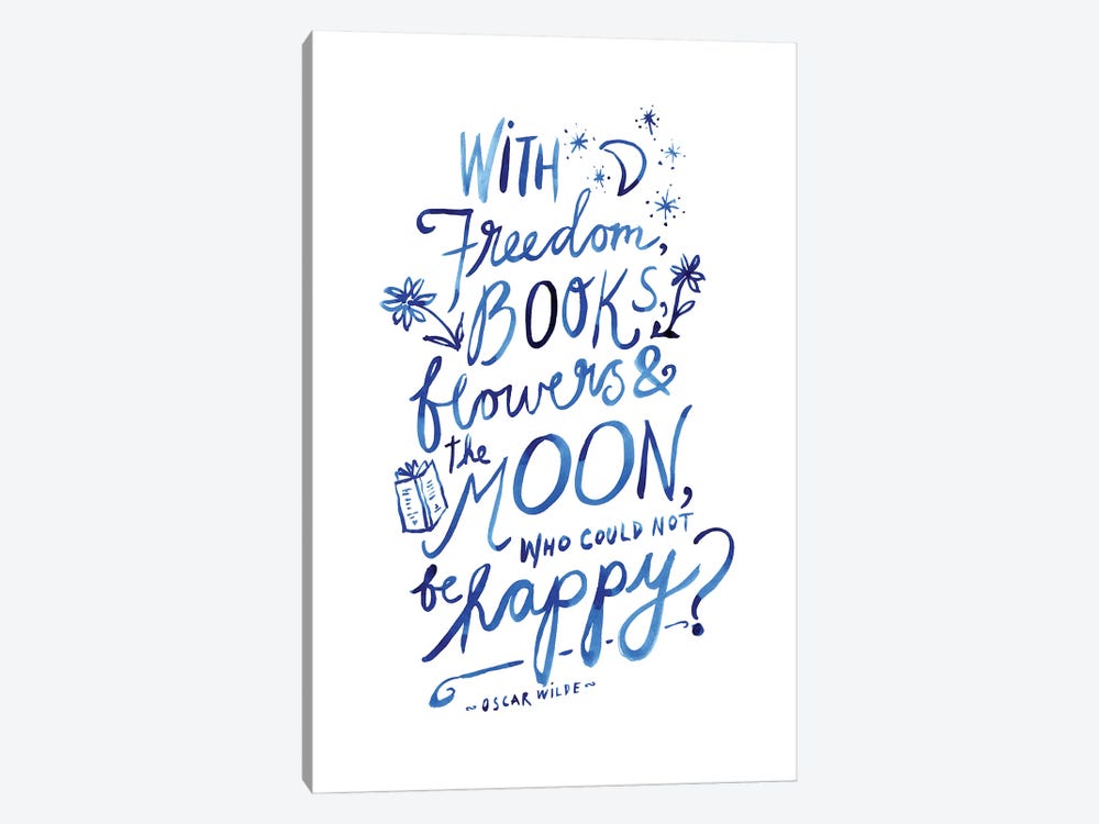 With Freedom Books Flowers And The Moon Blue by The Love Shop 1-piece Art Print