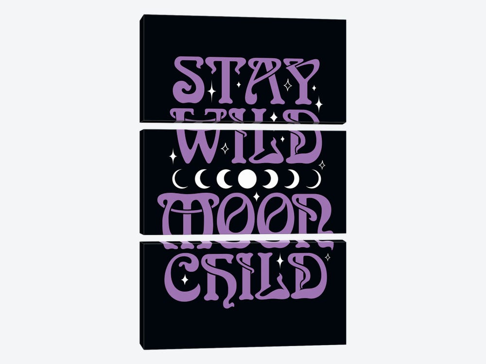 Stay Wild Moon Child Purple by The Love Shop 3-piece Canvas Print