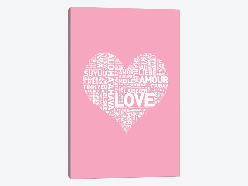 Language Of Love Pink by The Love Shop 1-piece Canvas Art Print