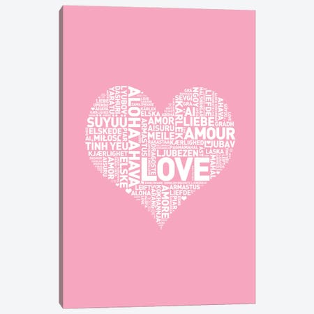 Language Of Love Pink Canvas Print #TLS76} by The Love Shop Canvas Art