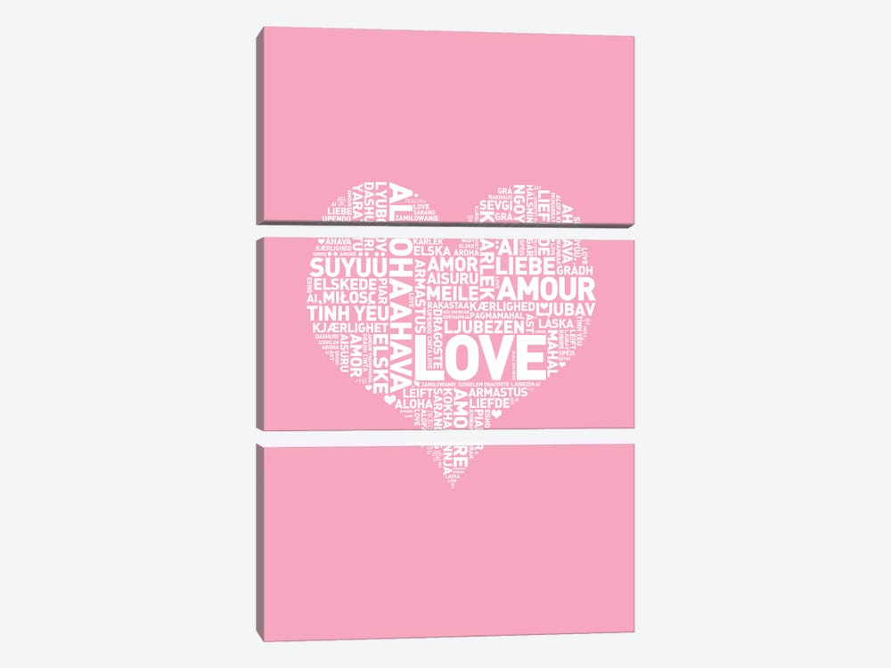 Language Of Love Pink by The Love Shop 3-piece Canvas Art Print