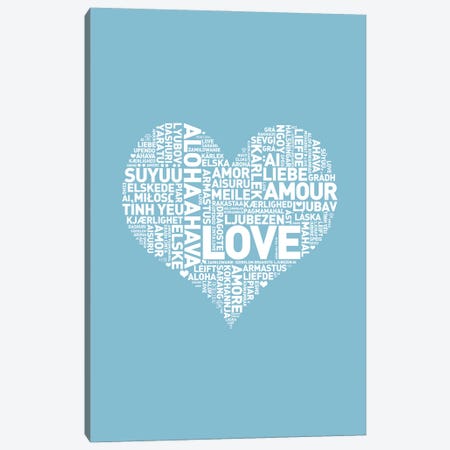 Language Of Love Blue Canvas Print #TLS77} by The Love Shop Canvas Artwork