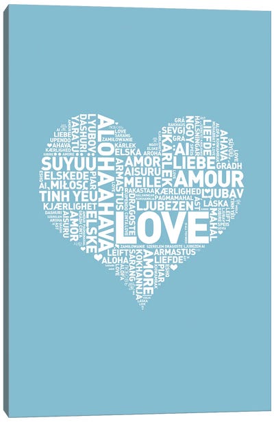 Language Of Love Blue Canvas Art Print - The Love Shop
