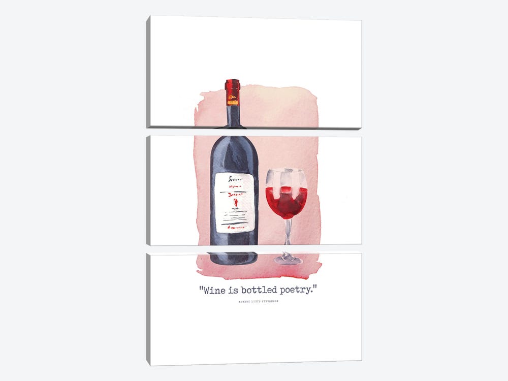 Wine Is Bottled Poetry by The Love Shop 3-piece Canvas Art