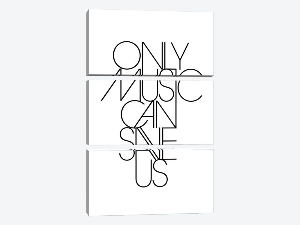 Only Music Can Save Us Black & White by The Love Shop 3-piece Art Print