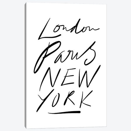 London Paris New York Canvas Print #TLS97} by The Love Shop Canvas Art