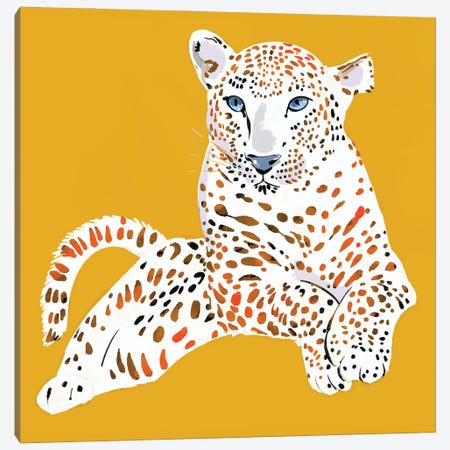 Snow Leopard Chillin Canvas Print #TLT100} by Thomas Little Canvas Artwork