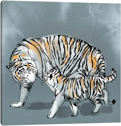 Tiger Nuture Canvas Art Print - Thomas Little