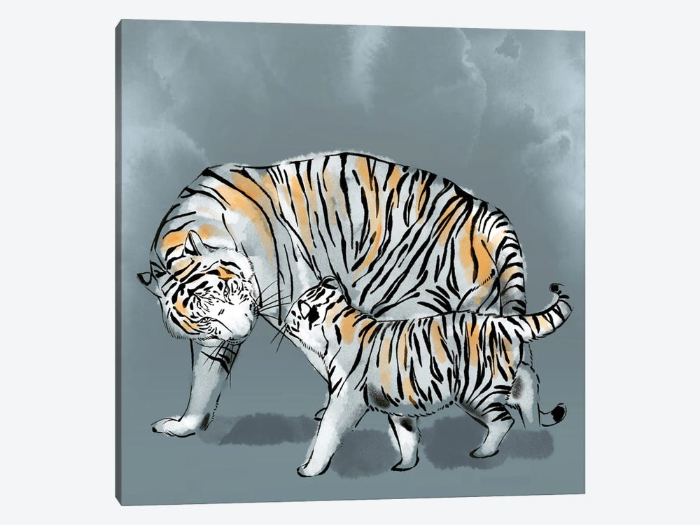 Tiger Nuture by Thomas Little 1-piece Canvas Print