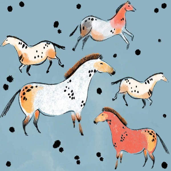 Thomas Little: Tribal Horses Slate by Thomas Little