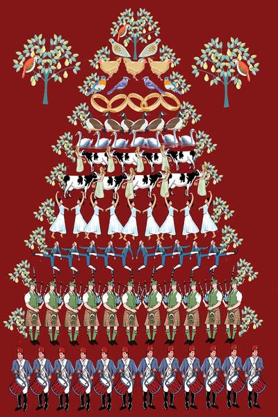 Twelve Days Of Christmas Red by Thomas Little acrylic art print