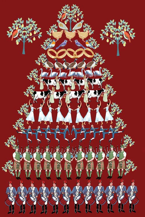 Twelve Days Of Christmas Red by Thomas Little wall art