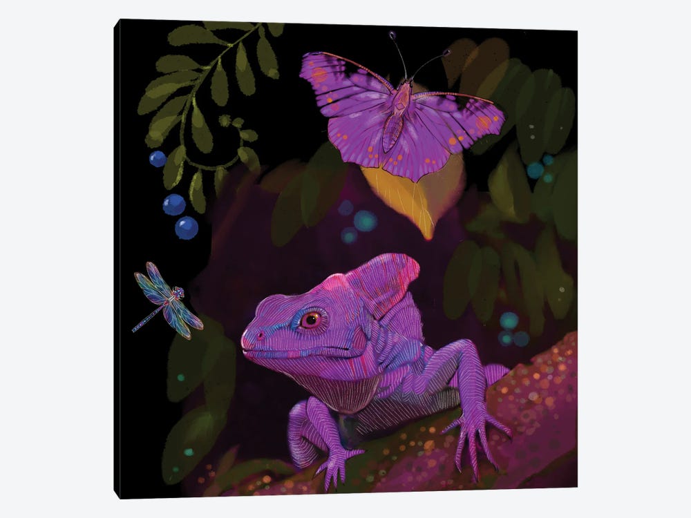 Violet Lizard by Thomas Little 1-piece Canvas Wall Art