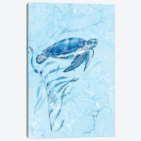 Blue Sea Turtle Canvas Print #TLT11} by Thomas Little Canvas Wall Art