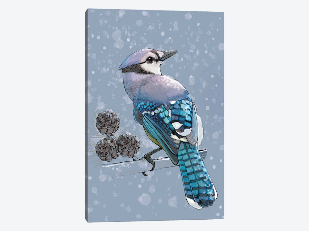 Winter Bluejay by Thomas Little 1-piece Canvas Art