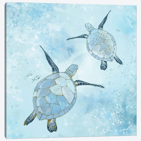 Turquoise Sea Turtles Redo Canvas Print #TLT127} by Thomas Little Canvas Art Print