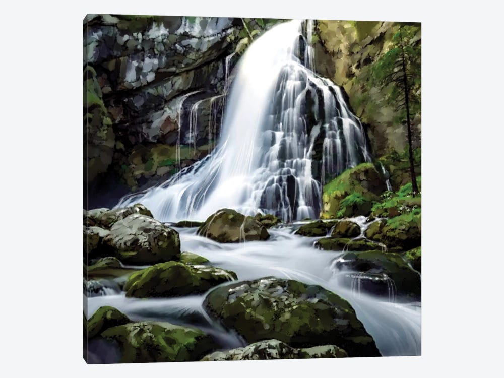 Forest Waterfall by Thomas Little 1-piece Canvas Print