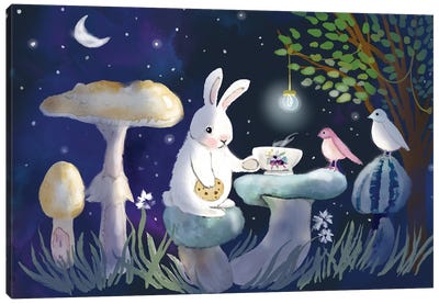Evening Tea With Friends Canvas Art Print - Mushroom Art