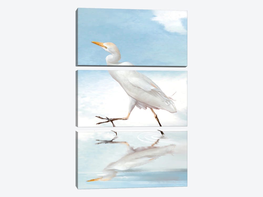 Egret Reflection II by Thomas Little 3-piece Canvas Print