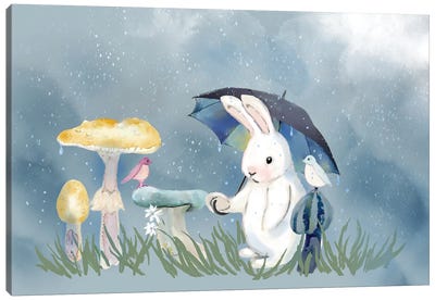Into Every Life Some Rain Must Fall Canvas Art Print - Rabbit Art