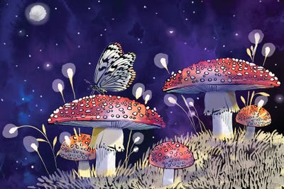Midnight Mushrooms by Thomas Little multi panel art