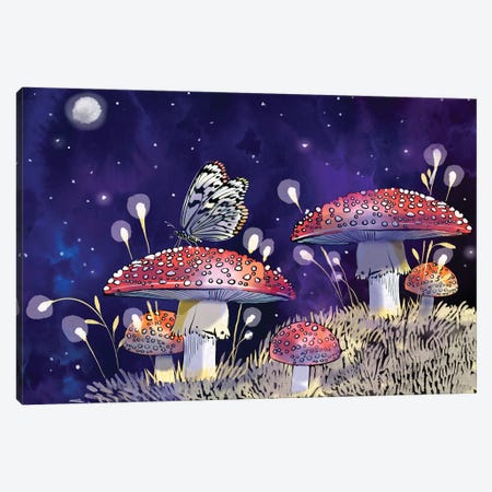 Midnight Mushrooms Canvas Print #TLT160} by Thomas Little Canvas Wall Art