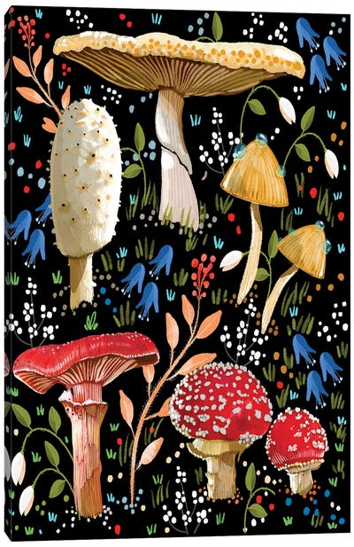 Mushroom Love Canvas Art Print - Vegetable Art