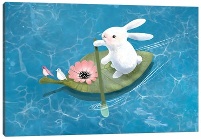 Paddling With Friends Canvas Art Print - Thomas Little