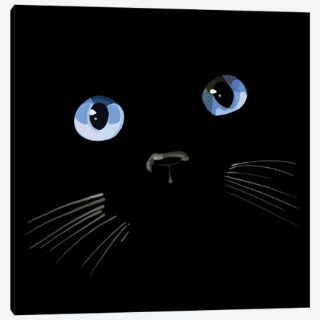 Black Cat Blue Eyes Canvas Print #TLT166} by Thomas Little Canvas Print