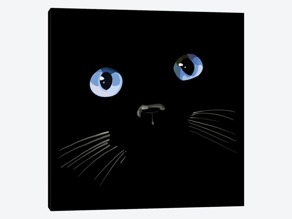 Black Cat Blue Eyes by Thomas Little 1-piece Canvas Artwork